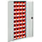 Magazijnkast - B 700 x D 300 x H 1690 mm - 9 legborden - 40 bakken - met deuren - lichtgrijs