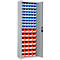 Magazijnkast - B 700 x D 300 x H 1980 mm - 15 legborden - 82 bakken - met deuren - blank alu