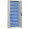 Magazijnkast - B 700 x D 300 x H 1980 mm - 18 legborden - 114 bakken - met deuren - lichtgrijs