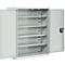 Magazijnkast - B 700 x D 300 x H 830 mm - 4 legborden - zonder bakken - met deuren - lichtgrijs
