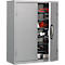 Magazijnkast - B 700 x D 300 x H 830 mm - 6 legborden - 42 bakken - met deuren - blank alu