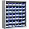 Magazijnkast - B 700 x D 300 x H 830 mm - 6 legborden - 42 bakken - zonder deuren - blank alu