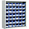 Magazijnkast - B 700 x D 300 x H 830 mm - 6 legborden - 42 bakken - zonder deuren - lichtgrijs