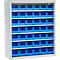 Magazijnkast - B 700 x D 300 x H 830 mm - 6 legborden - 42 bakken - zonder deuren - lichtgrijs