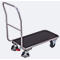 A gray platform cart with a black loading surface and handle, against a white background.
