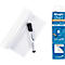 Rol whiteboardfolie en zwarte Legamaster pen. Daarnaast verpakking van de whiteboard notities.