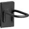 Black metal hook, rectangular plate with a semi-circular hook.
