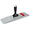 Gray mop holder with black handle and red tip. Lying on a white background.