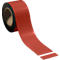 A roll of red tape, partially unrolled.