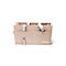 Sac de rangement en feutre beige avec poignées de transport et poches extérieures pratiques sur fond blanc.