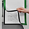 Grüner magnetofix Info-Rahmen mit Textinformationen zu Größen, Farben und Packungsinhalt auf weißem Hintergrund.