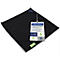 Zwarte microvezeldoek voor whiteboards met productlabel en label van Magnetoplan.