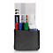 Pochette en feutre gris remplie de marqueurs de tableau Magnetoplan, d'un nettoyant et d'un bloc-notes sur fond blanc.