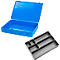Mallette d'assortiment ADB, vide, 6 compartiments, verrouillable, avec poignée, L 330 x P 230 x H 50 mm, acier &amp; plastique ABS, bleu clair RAL 5012