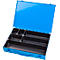 Mallette d'assortiment ADB, vide, 6 compartiments, verrouillable, avec poignée, L 330 x P 230 x H 50 mm, acier &amp; plastique ABS, bleu clair RAL 5012