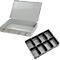 Mallette d'assortiment ADB, vide, 8 compartiments, verrouillable, avec poignée, L 330 x P 230 x H 50 mm, acier &amp; plastique ABS, gris clair RAL 7035