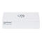 Weißer Manhattan 5-Port Fast Ethernet Switch mit Markenlogo auf der Oberseite und Front.