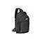 Schwarzer Manhattan Sling-Rucksack mit einem Schultergurt, Vorderseite mit Markenlogo, vor weißem Hintergrund.
