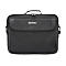Schwarze Manhattan Laptoptasche mit Tragegriff und Logo vor weißem Hintergrund.