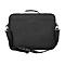 Schwarze Laptoptasche mit Tragegriff und verstellbarem Schultergurt vor weißem Hintergrund.