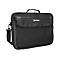 Schwarze Laptoptasche von Manhattan mit Tragegriff und Schultergurt vor weißem Hintergrund.