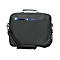 Schwarze Laptoptasche mit Tragegriff und Schultergurt vor neutralem Hintergrund.