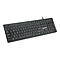 Schwarze Manhattan Tastatur mit deutschem QWERTZ-Layout vor weißem Hintergrund.