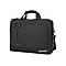 Schwarze Laptoptasche von Manhattan mit Tragegriffen und Reißverschlussfächern vor weißem Hintergrund.