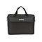 Schwarze Manhattan Laptoptasche mit Tragegriffen und Fronttasche vor weißem Hintergrund.