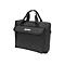 Schwarze Laptoptasche mit Tragegriffen und weißem Manhattan-Logo auf der Fronttasche vor weißem Hintergrund.