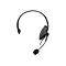 Schwarzes Ein-Ohr-Headset mit verstellbarem Mikrofonbügel vor weißem Hintergrund.