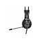 Schwarzes Gaming-Headset mit Mikrofon, Kabel und Logo auf weiÃŸem Hintergrund.
