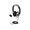 Schwarzes PC-Headset mit Kopfbügel, gepolsterten Ohrmuscheln und schwenkbarem Mikrofon vor weißem Hintergrund.