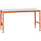 Manuflex Arbeitstisch UNIVERSAL Standard, 1750 x 1000 mm, Melamin lichtgrau, rotorange