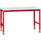 Manuflex werktafel UNIVERSAL Standaard, 1500 x 1000 mm, kunststof lichtgrijs, robijnrood