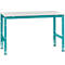 Manuflex werktafel UNIVERSAL Standaard, 1500 x 1000 mm, kunststof lichtgrijs, waterblauw