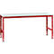 Manuflex werktafel UNIVERSAL Standaard, 2000 x 1000 mm, kunststof lichtgrijs, robijnrood