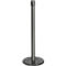 A grey stanchion with a round base. The post has a cylindrical shape and a recess at the top.