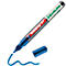 Marqueur Edding bleu avec capuchon dévissé et trait de couleur. Inscription : edding 51, Ecoline.