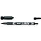Marqueur noir Pilot Twin Marker avec capuchons retirés, montrant une pointe fine et une extra fine.