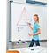 Une fille dessine une pyramide sur un tableau blanc avec un stylo bleu. Une formule peut également être vue sur le tableau.