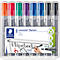 Set de 8 marqueurs pour paperboard Staedtler Lumocolor de couleurs assorties dans un emballage plastique.