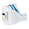 Emballage d'un respirateur 3M Aura Cool Flow avec filtration FFP2 et un homme avec masque.