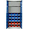 Materiaalkast met 20 open opbergbakken LF 321, H 1935 mm, lichtgrijs, gentiaanblauw