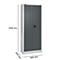 Grijze hoge stalen kast met dubbele deuren. Afmetingen: 1935 x 800 x 400 mm.