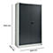 Grijze stalen kast met twee deuren, 1935 mm hoog, 500 mm diep en 1200 mm breed.