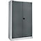 Materiaalkast - stalen - afsluitbaar - 5 OH - B 1200 x D 400 x H 1935 mm - 4 verzinkte legborden – blank aluminiumkleurig/antracietgrijs - ons merk Schäfer Shop Select