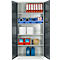Materiaalkast - stalen - afsluitbaar - 5 OH - B 950 x D 400 x H 1935 mm - 4 verzinkte legborden - lichtgrijs/antracietgrijs - ons merk Schäfer Shop Select