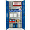 Materiaalkast - stalen - afsluitbaar - 5 OH - B 950 x D 400 x H 1935 mm - 4 verzinkte legborden - lichtgrijs/gentiaanblauw - ons merk Schäfer Shop Select
