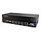 Matrox KMLync Switch mit schwarzem Gehäuse, USB-Anschlüssen, LAN-Port und RS232-Schnittstelle.